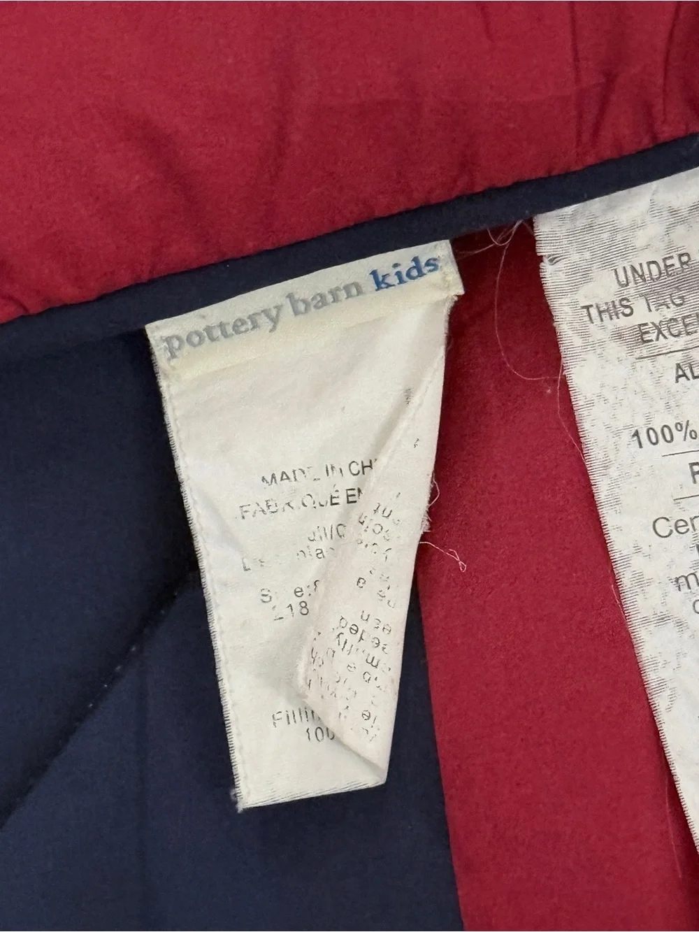 Pottery Barn Kids Rugby Stripe Navy Red Queen Size Comforter